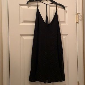 black dress with gold dots